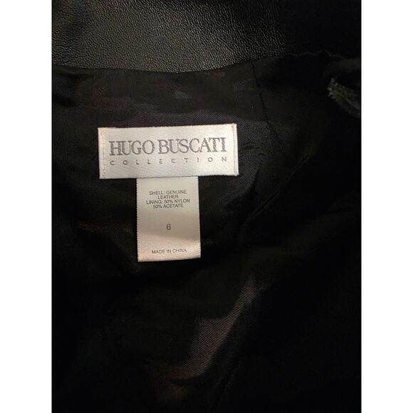 Hugo Buscati Collection Genuine Leather Pants Women's Size 6 Black Rock-n-Roll - Picture 2 of 5